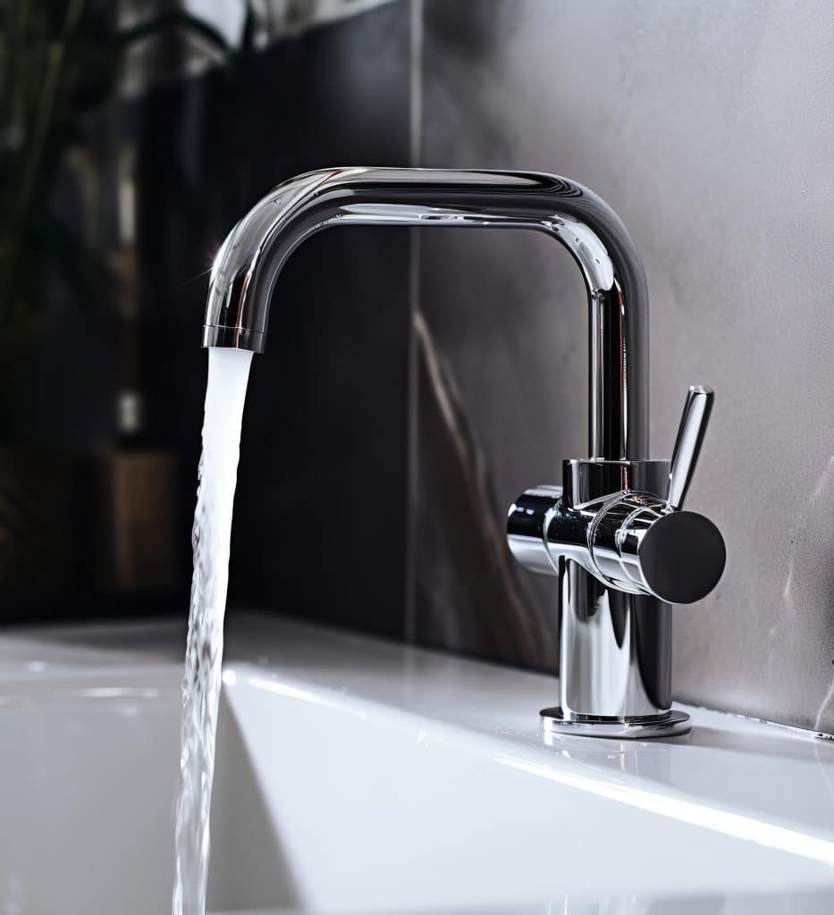 Wasserhahn aus dem gerade Wasser fließt
